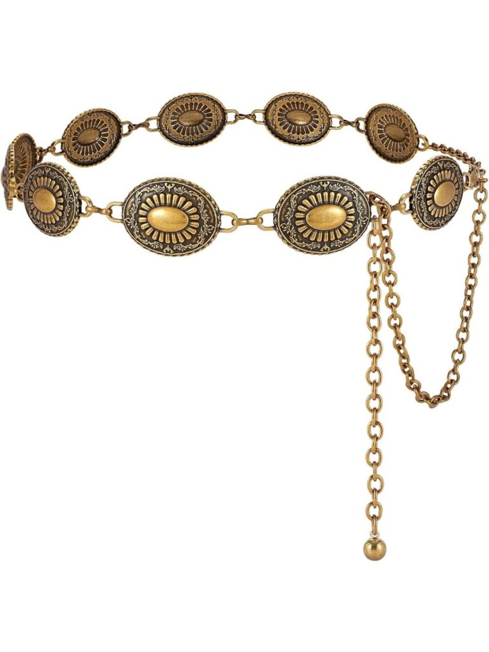 Boho Western Concho Belt for Women – Gold Chain Cowgirl Style for Dresses